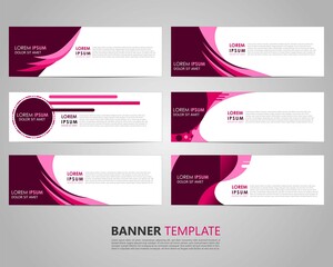 Set six Business Vector abstract pink banner design template. Collection of web banner template. Abstract banner template. can used for header, footer, layout, letterhed, landing page