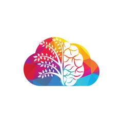 Modern brain cloud tree logo design. Think colorful brain idea. 