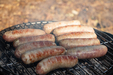 grilled sausages on the grill