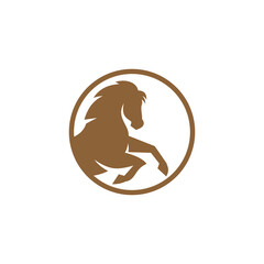 Elegant Horse logo  with Round frame for a company, vector illustration.