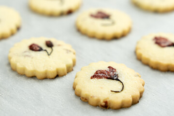 Japanese sakura cookies with salted cherry blossom flower