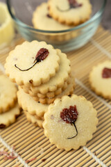 Japanese sakura cookies with salted cherry blossom flower