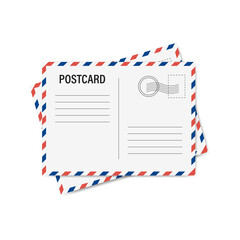 Postcard white paper blank mockup. Vector isolated illustration. Postcard mockup template. Stock vector.