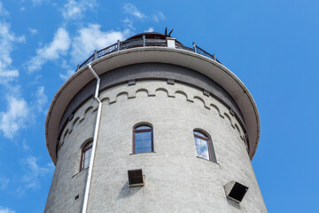 Fototapeta na wymiar Kaliningrad-Russia-June 25, 2020: the lighthouse in the Fishing village in Kaliningrad