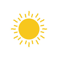 Sun Icon for Graphic Design Projects. Summer Sun Icon Vector Logo. Sun vector icon, flat summer symbol. Simple illustration for web or mobile app. 