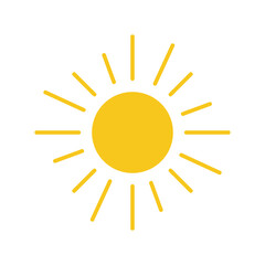 Sun Icon for Graphic Design Projects. Summer Sun Icon Vector Logo. Sun vector icon, flat summer symbol. Simple illustration for web or mobile app. 