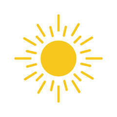 Sun Icon for Graphic Design Projects. Summer Sun Icon Vector Logo. Sun vector icon, flat summer symbol. Simple illustration for web or mobile app. 