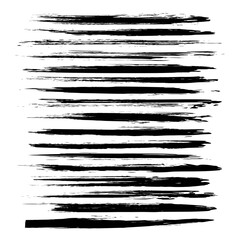 Black long brush strokes isolated on a white background