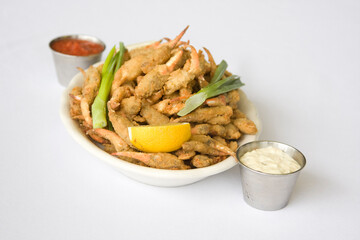 Fried crab claw dinner cocktail and tarter sauce