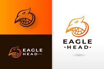 eagle head wildlife animal gradient color logo design premium vector