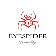 eye & spider red logo design insect animals premium vector editable