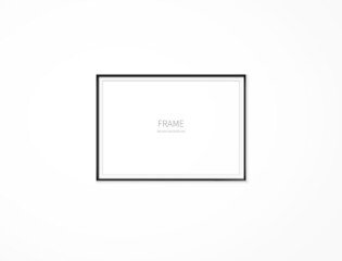 black realistic square empty picture frame on transparent background.