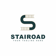 Letter s logo design template a combination road way and stair shapes. Symbol of Industrial construction. Typography vector can use for brand identity corporate business, development company