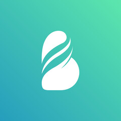 Initial letter B and leaf logo concept. Simple flat logo style