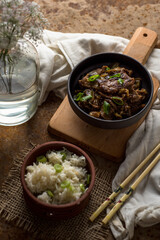 Mongolian beef asian stew dish
