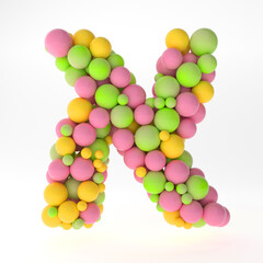 3D letters of the hebrew alphabet from small colorful pink, yelloow and green balls on white background 3D-Rendering 3D ILLUSTRATION