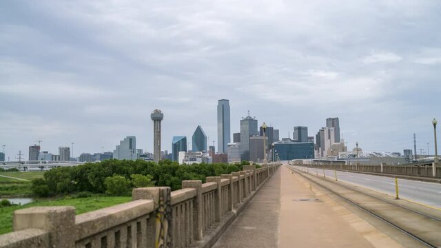 Time Lapse of Storm Moving Over Dallas Skyline from Empty Highway