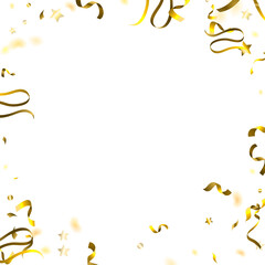 Holiday Serpentine. Gold Foil Streamers Ribbons.