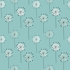 Abstract Hand Drawn Dandelion flower seamless pattern background. Vector Illustration