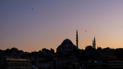 silhouette of mosque at sunset