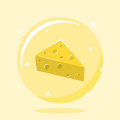 Cheese Cartoon Illustration in The Bubble Vector