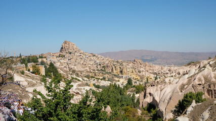 Fototapeta na wymiar Cappadocian township built into rock formations