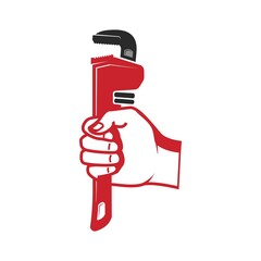 Hand Holding Wrench Tool Logo  icon and template