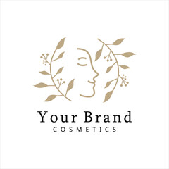 Logo for business in the industry of beauty, health, personal hygiene. Beautiful image of a female face. 