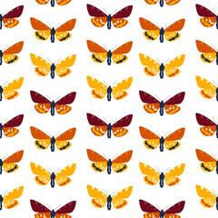 Abstract Hand Drawn Butterfly seamless pattern. Vector Illustration