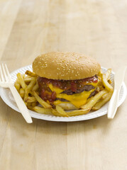 Double cheeseburger and fries