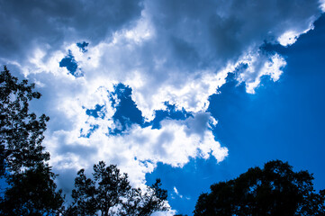 Beautiful and curious clouds background blue sky at Florida.