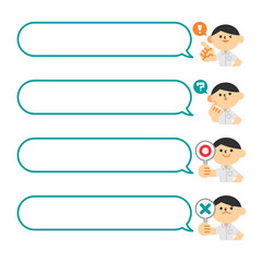 ビジネス　半袖　クールビズ　上半身　フラット　男性　フキダシ