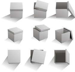 Vector set of gray boxes.