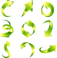 Obraz premium Vector set of green arrows.