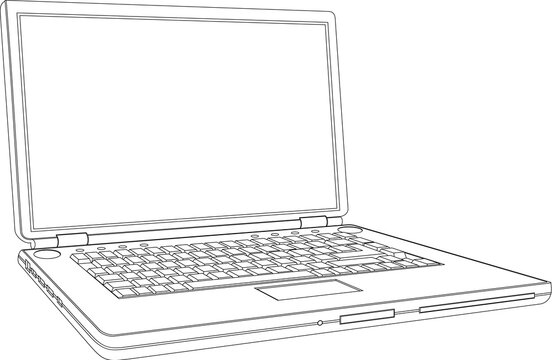 Vector hand draw isolated laptop.