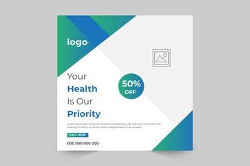 Creative Style Medical Banner Design For Your Promotion, Health Care, Clinic, Hospital, Vector Template