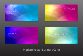 vector cards with colorful polygonal background