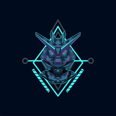 mecha with sacred geometry background vector graphic design illustration
