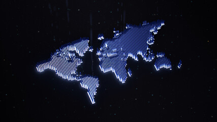 Fototapeta na wymiar World map made of technology grid 3D render illustration