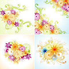 Vector set of flower backgrounds.