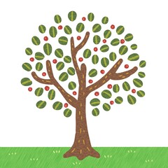 Illustration of red fruit tree