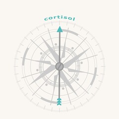 Hormone cortisol. . Health care concept illustration. Compass symbol on geometry pattern