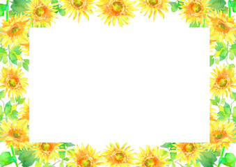 ひまわり　水彩　イラスト　背景