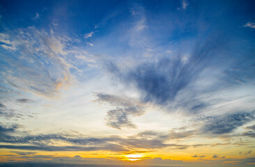 colorful dramatic sky with cloud at sunset