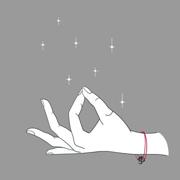 magic hand drawn, yoga mudras, meditation vector illustration