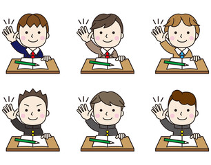 学生アイコン男子机セット15