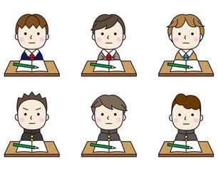 学生アイコン男子机セット16