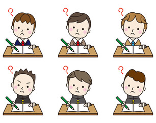 学生アイコン男子机セット17