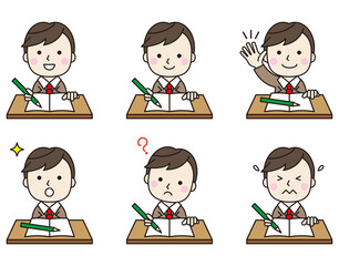 学生アイコン男子机セット20