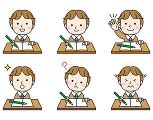 学生アイコン男子机セット21